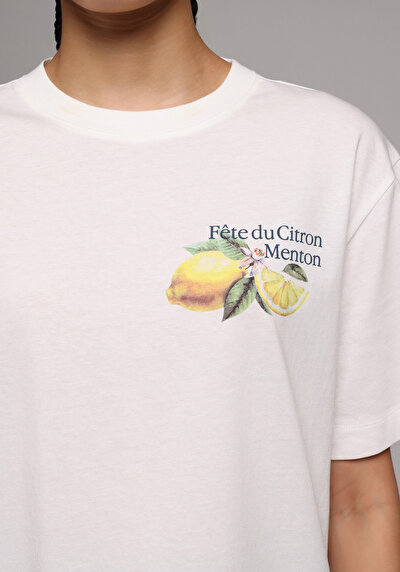 Image de T-shirt À Manches Courtes Blanc Regular Fit Imprimé Femme