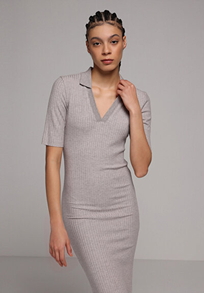 Image de Robe Vizon Slim Fit Manches Courtes Mdi Côtelé Femme