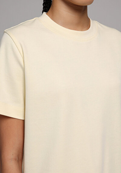 Image de T-shirt À Manches Courtes Jaune Boxy Fit Droit Femme