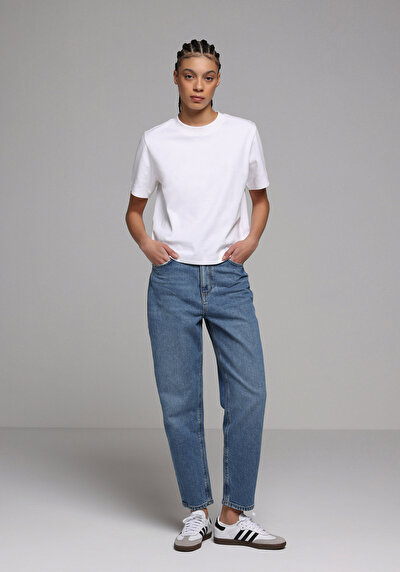 Image de 896  Maria Pantalon    En Jean Mom Fit Femme