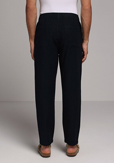 Image de Pantalon Marine Straight Leg Medium Rise En Sergé Regular Fit Homme
