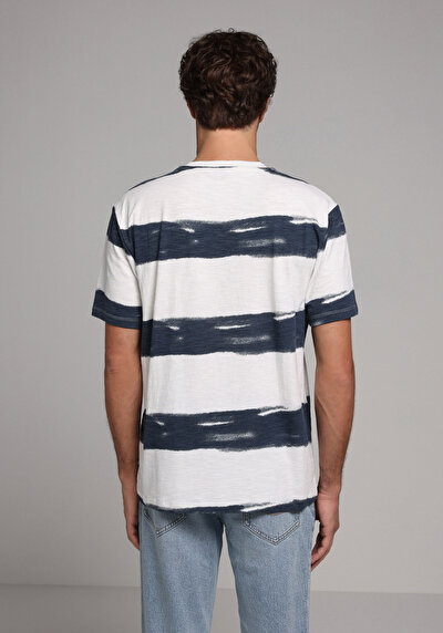 Image de T-shirt À Manches Courtes Marine Comfort Fit Rayé Homme