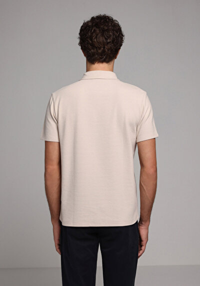 Image de T-shirt Polo À Manches Courtes Beige Droit Regular Fit Homme