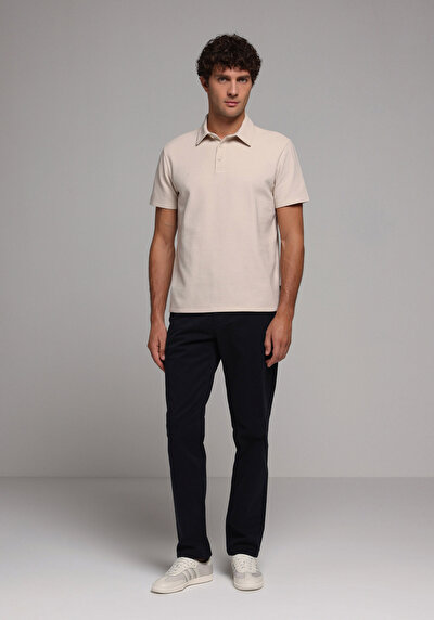 Image de T-shirt Polo À Manches Courtes Beige Droit Regular Fit Homme