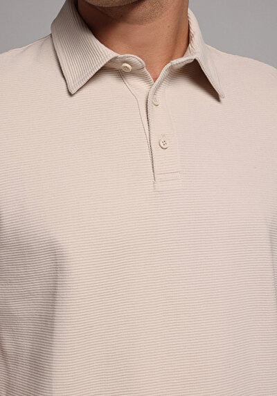 Image de T-shirt Polo À Manches Courtes Beige Droit Regular Fit Homme