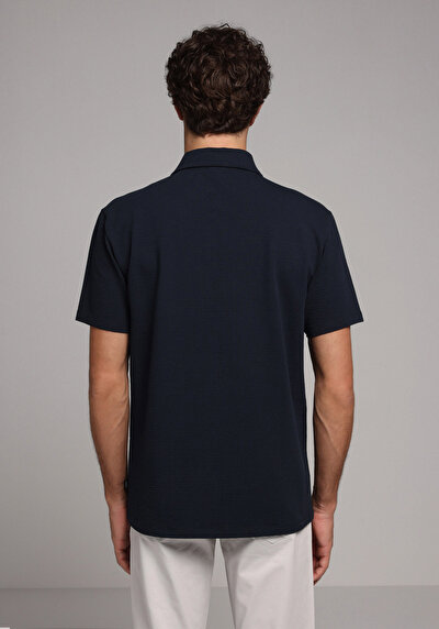 Image de T-shirt Polo À Manches Courtes Marine Droit Comfort Fit Homme