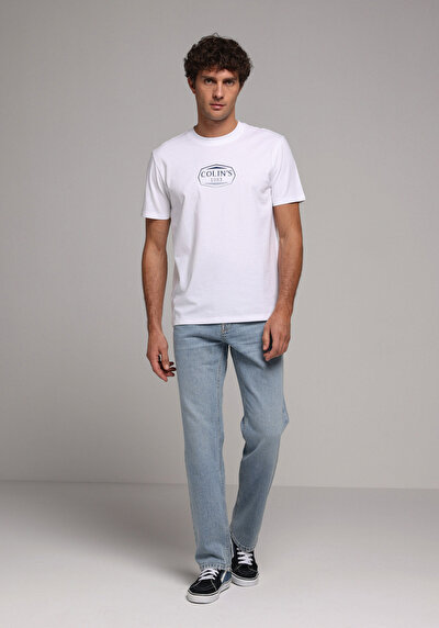 Image de T-shirt À Manches Courtes Blanc Regular Fit Droit Homme