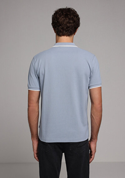 Image de T-shirt Polo À Manches Courtes Bleu Droit Regular Fit Homme