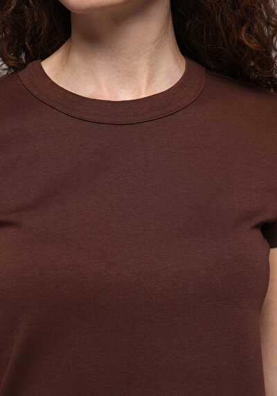Image de T-shirt À Manches Courtes Marron Slim Fit Droit Femme