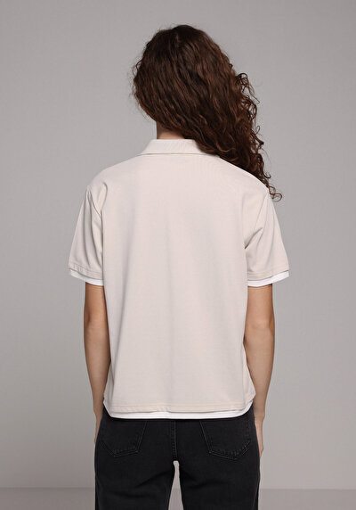 Afficher les détails de Beige Regular Fit  Brodé Pique Femme