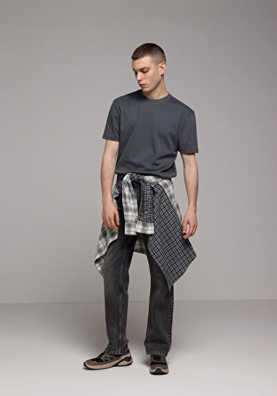 Image de T-shirt À Manches Courtes Anthracite Regular Fit Droit Homme