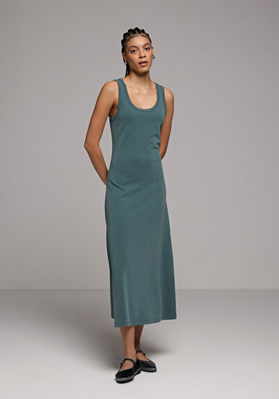 Image de Robe Vert Regular Fit Sans Manches Maxi Verrouillage Femme