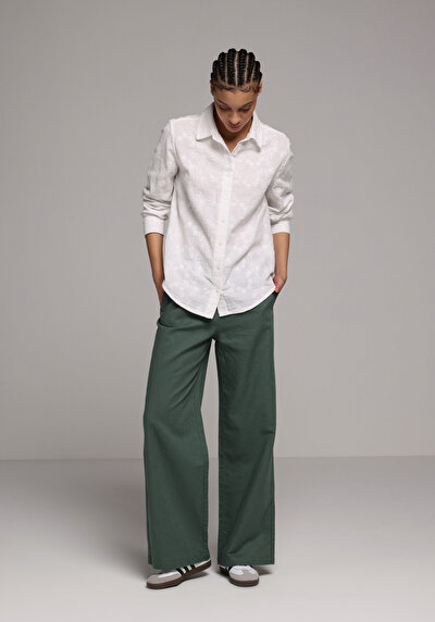 Image de Chemise À Manches Longues Blanc Regular Fit Droit Mousseline Femme
