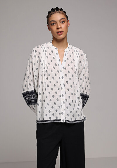 Image de Chemisier À Manches Longues Blanc Fashion Fit Femme