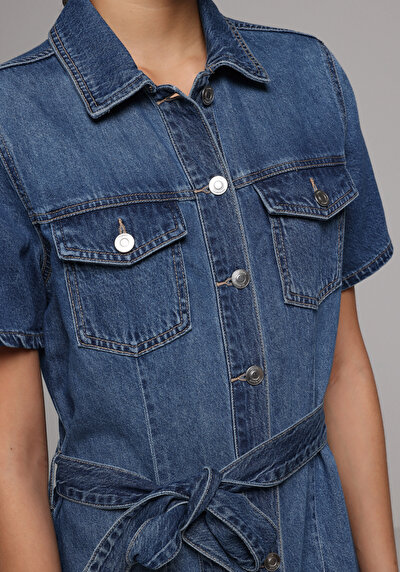 Image de Robe Slim Fit Manches Courtes Mdi Jean Femme