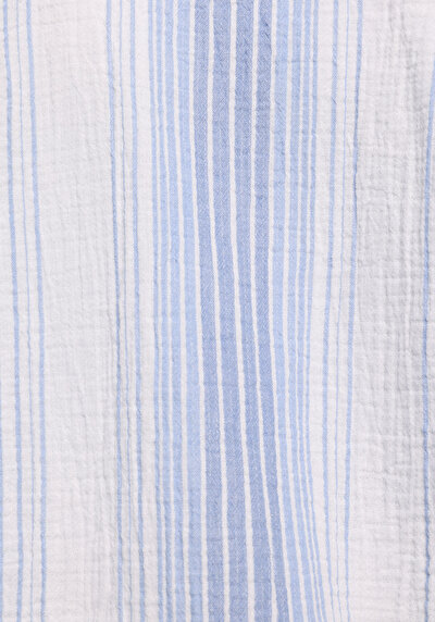 Afficher les détails de Chemise À Manches Longues Bleu Oversize Rayé Mousseline Femme
