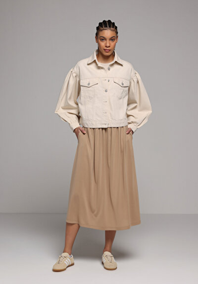 Image de Jupe Beige Regular Fit Droit Supreme Mdi Femme