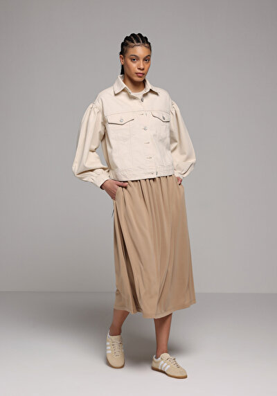 Image de Jupe Beige Regular Fit Droit Supreme Mdi Femme