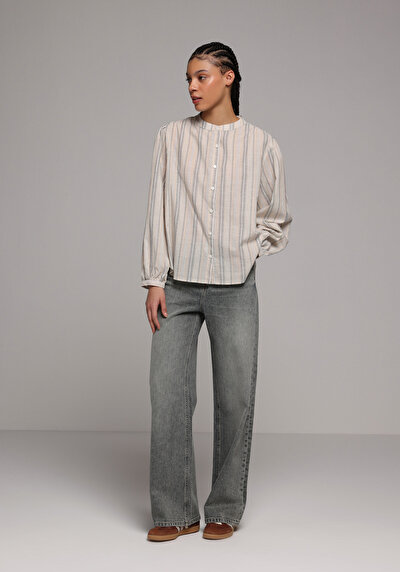 Image de Chemisier À Manches Longues Beige Fashion Fit Femme