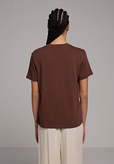 Image de T-shirt À Manches Courtes Marron Regular Fit Droit Femme