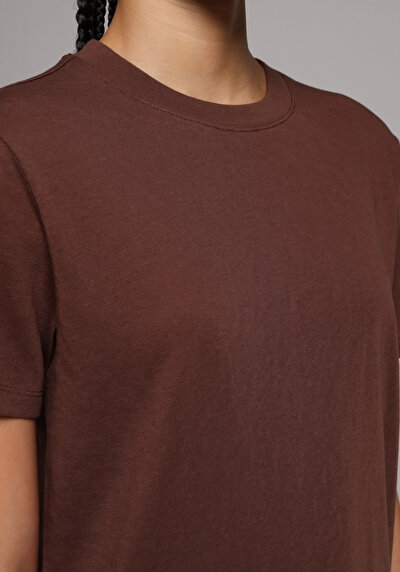Image de T-shirt À Manches Courtes Marron Regular Fit Droit Femme