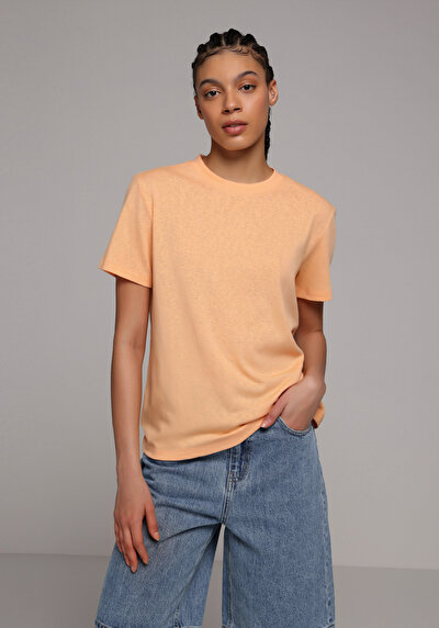 Image de T-shirt À Manches Courtes Saumon Regular Fit Droit Femme