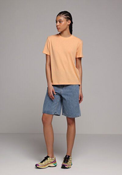 Image de T-shirt À Manches Courtes Saumon Regular Fit Droit Femme