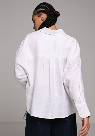 Image de Chemise À Manches Longues Blanc Fashion Fit Droit Uni Femme