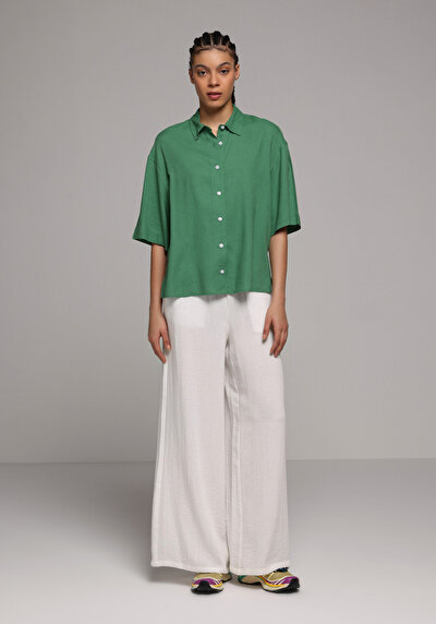 Afficher les détails de Chemise À Manches Courtes Vert Droit Fashion Fit Femme