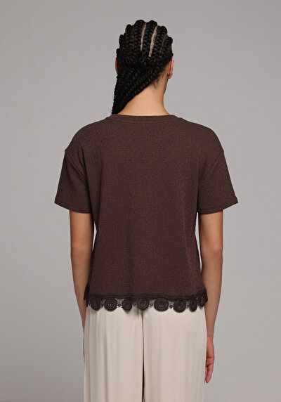 Image de Blouse À Manches Courtes Marron Regular Fit Manches Courtes Femme