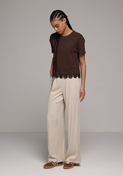 Image de Blouse À Manches Courtes Marron Regular Fit Manches Courtes Femme