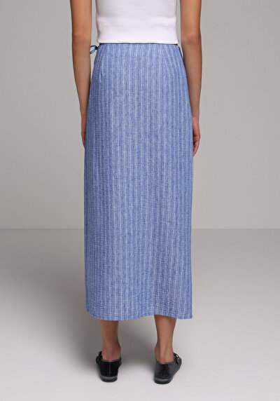 Image de Jupe Bleu Midi Rayé Uni Maxi Femme