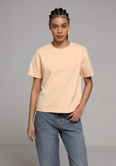 Image de T-shirt À Manches Courtes Orange Boxy Fit Droit Femme