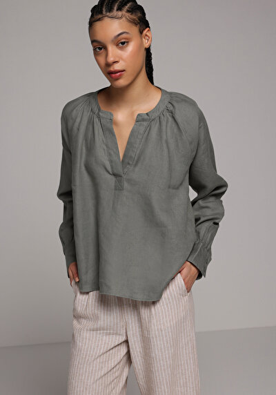 Image de Chemise À Manches Longues Kaki Fashion Fit Femme