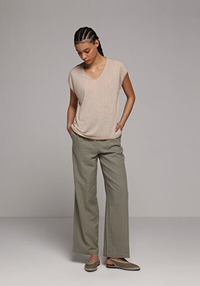 Image de Blouse À Manches Courtes Beige Regular Fit Manches Courtes Femme