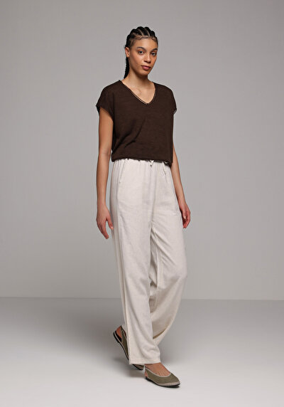 Image de Blouse À Manches Courtes Marron Regular Fit Manches Courtes Femme