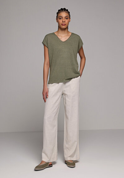 Image de Blouse À Manches Courtes Kaki Regular Fit Manches Courtes Femme