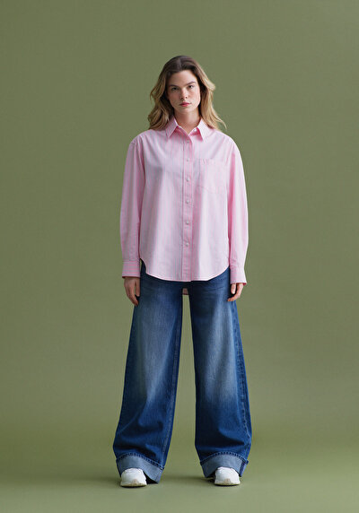 Image de 970 Berry Pantalon Wide Leg High Rise En Jean Regular Fit Femme
