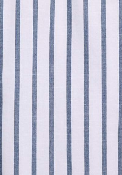 Afficher les détails de Chemise À Manches Longues Bleu Regular Fit Rayé Sergé Homme