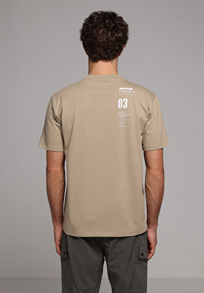 Image de T-shirt À Manches Courtes Beige Comfort Fit Droit Homme