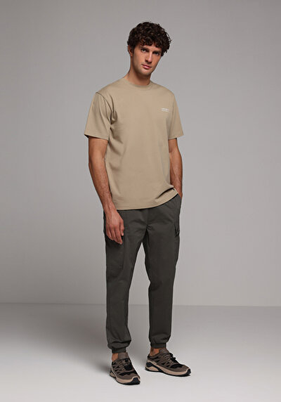 Image de T-shirt À Manches Courtes Beige Comfort Fit Droit Homme