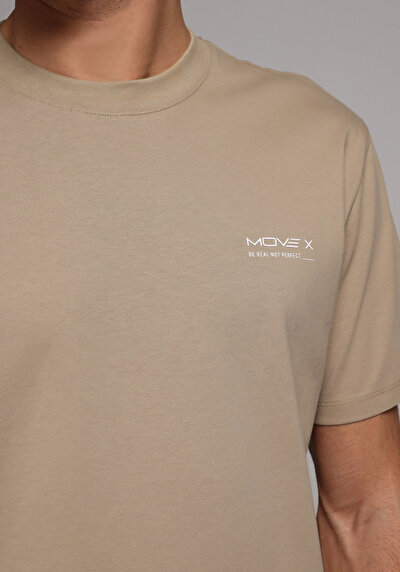 Image de T-shirt À Manches Courtes Beige Comfort Fit Droit Homme