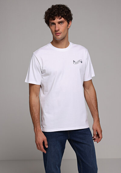 Image de T-shirt À Manches Courtes Blanc Comfort Fit Droit Homme