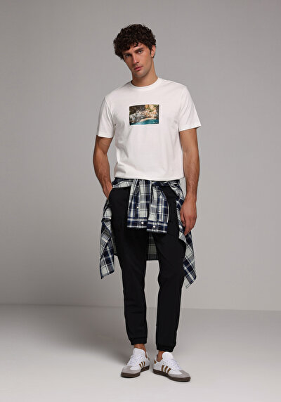 Image de T-shirt À Manches Courtes Blanc Regular Fit Droit Homme
