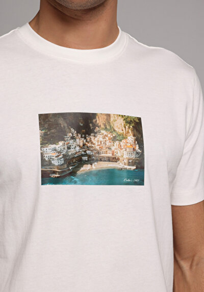 Image de T-shirt À Manches Courtes Blanc Regular Fit Droit Homme