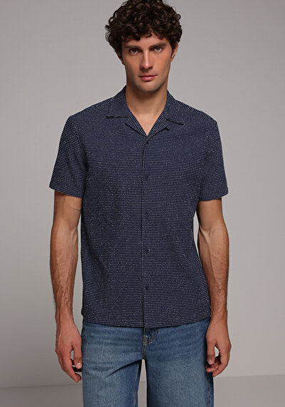 Afficher les détails de Chemise À Manches Courtes Bleu Jakarli Regular Fit Homme