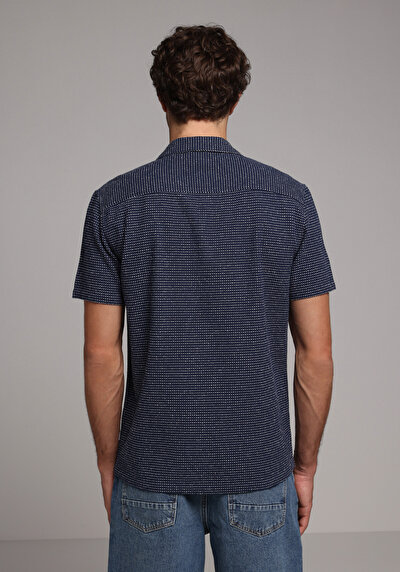 Afficher les détails de Chemise À Manches Courtes Bleu Jakarli Regular Fit Homme