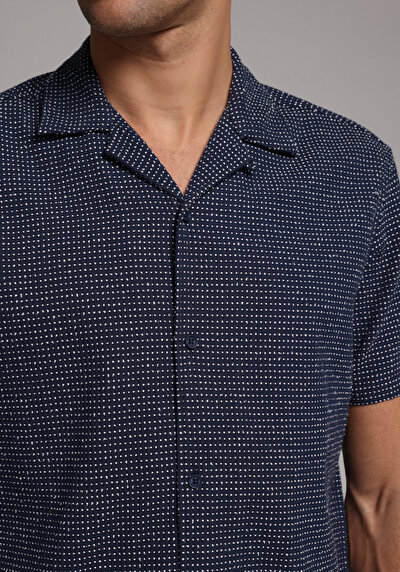Image de Chemise À Manches Courtes Bleu Jakarli Regular Fit Homme