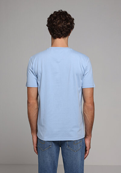 Image de T-shirt À Manches Courtes Bleu Regular Fit Droit Homme