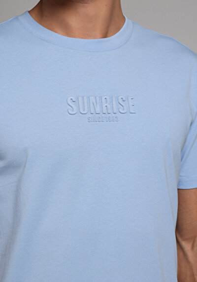 Image de T-shirt À Manches Courtes Bleu Regular Fit Droit Homme